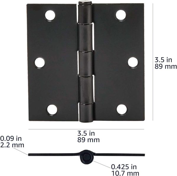 Amazon Basics Door Hinges Steel Matte Black 12 Pack-4