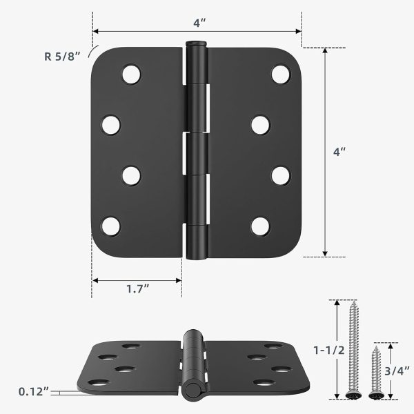 HOSOM Door Hinges Matte Black Steel Removable Pin-1