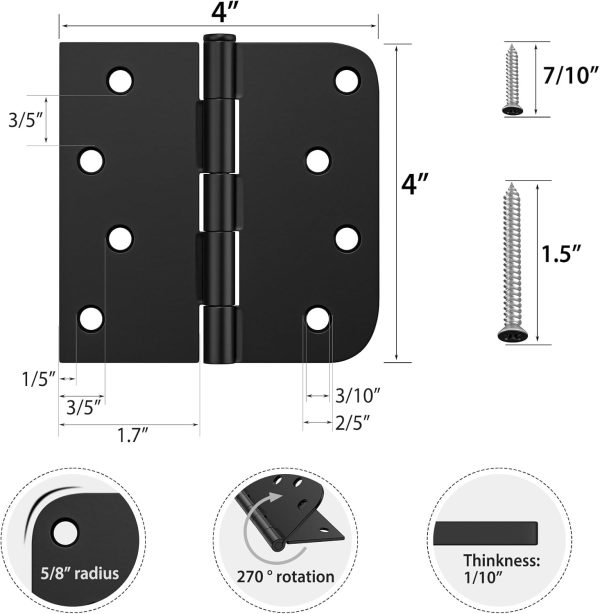 HOSOM Door Hinges Iron Matte Black Heavy Duty 60lbs-1