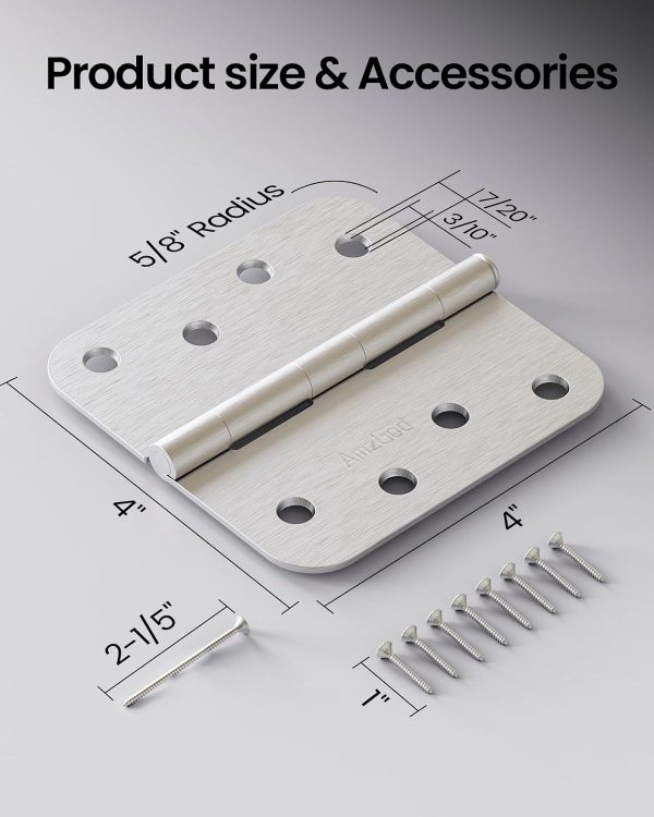 AmzGod Brushed Nickel Door Hinges Iron Material Interior-4