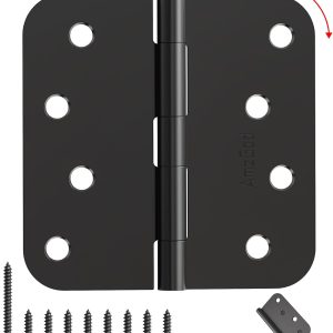 AmzGod Matte Black Door Hinges Iron 4x4 Inch Smooth-0