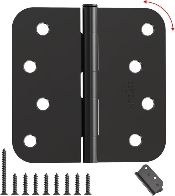 AmzGod Matte Black Door Hinges Iron 4x4 Inch Smooth-0