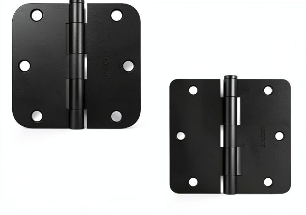 AmzGod Door Hinges Matte Black Iron Recessed Mounting-5