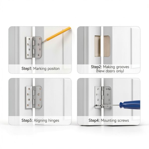 HOSOM Door Hinges Brushed Nickel Iron Heavy Duty 4 Inch-6