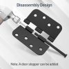 HOSOM Door Hinges Matte Black Steel Removable Pin-4