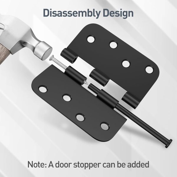 HOSOM Door Hinges Matte Black Steel Removable Pin-4