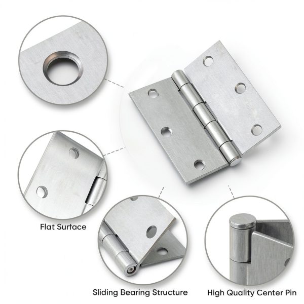 TICONN Satin Chrome Door Hinges Steel Removable Pin-6