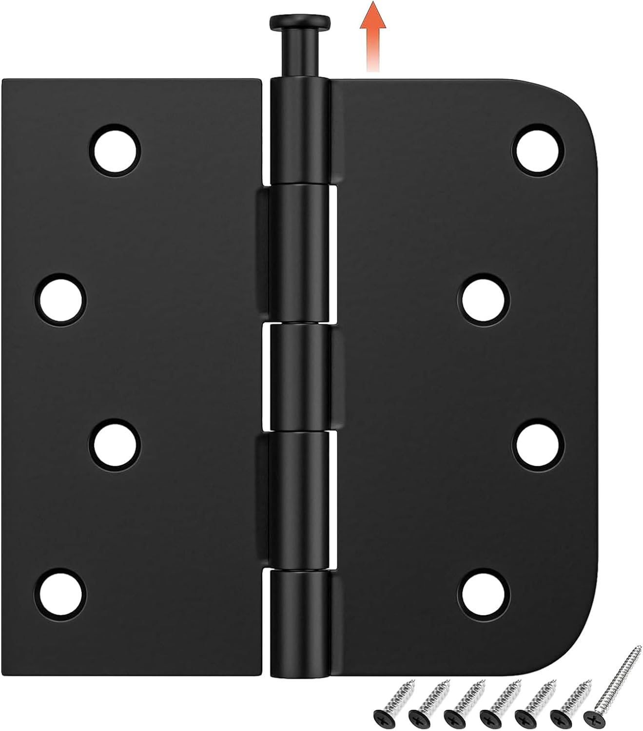 HOSOM door hinges installed on a wooden door with matte black finish