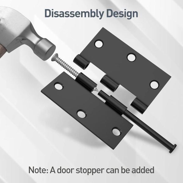 HOSOM Matte Black Door Hinges 12 Pack Steel Square Design-4