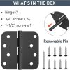 HOSOM Door Hinges Matte Black Steel Removable Pin-2