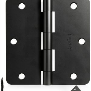 AmzGod Door Hinges Matte Black Iron Recessed Mounting-0