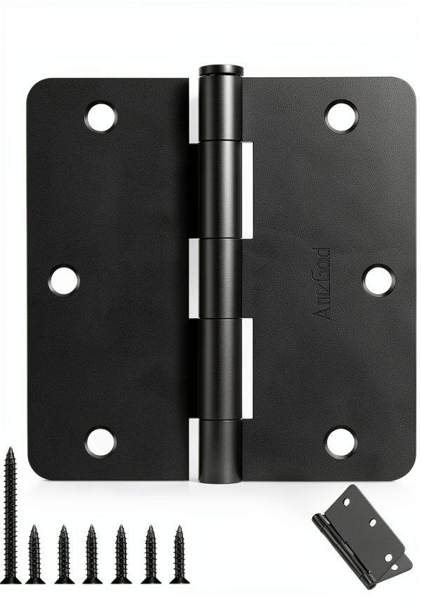 AmzGod Door Hinges Matte Black Iron Recessed Mounting-0