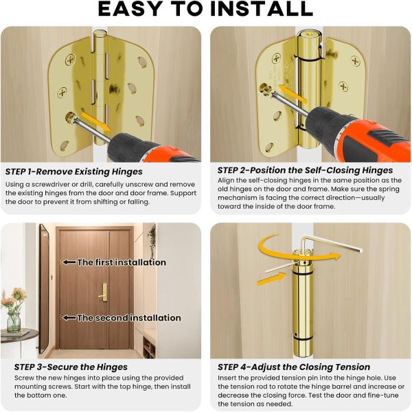 Goldenwarm Door Hinges Heavy Duty Self Closing Spring Hinges-3