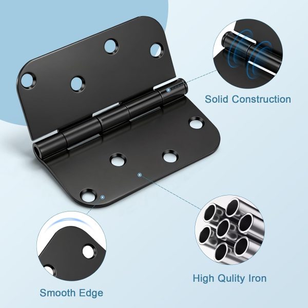 KNOBWELL Black Metal Door Hinges Easy Installation Durable-1