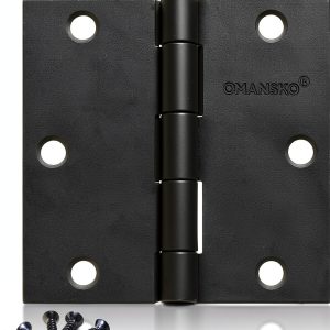 OMANSKO Matte Black Door Hinges Iron Square 6 Hole-0