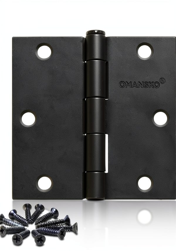 OMANSKO Matte Black Door Hinges Iron Square 6 Hole-0