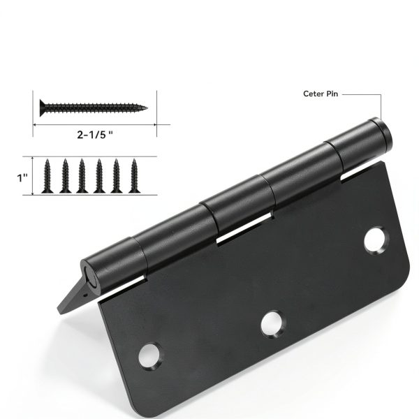 AmzGod Door Hinges Matte Black Iron Recessed Mounting-2
