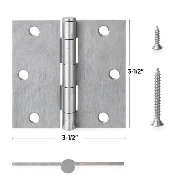 TICONN Satin Chrome Door Hinges Steel Removable Pin-1