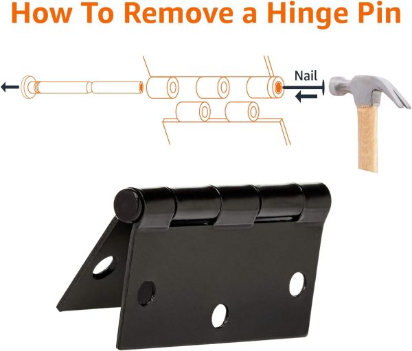 Amazon Basics Door Hinges Steel Matte Black 12 Pack-3