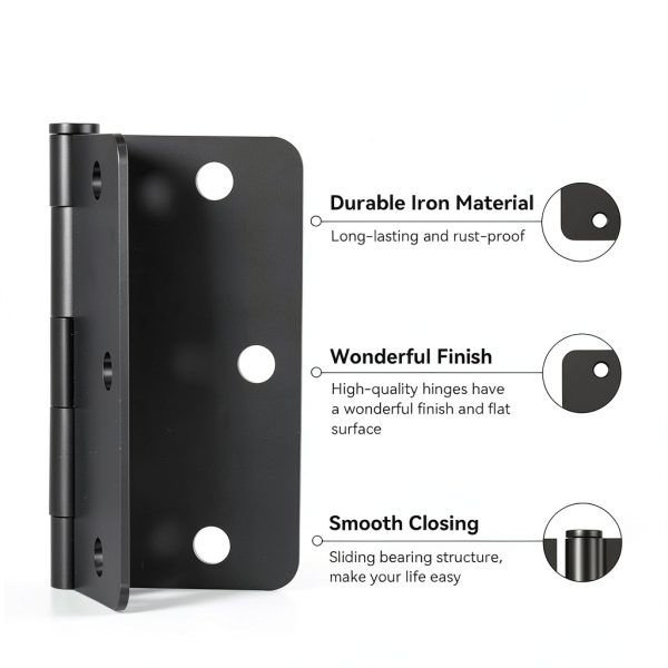 AmzGod Door Hinges Matte Black Iron Recessed Mounting-4