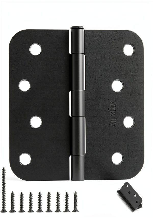 AmzGod Door Hinges Matte Black Iron 4x4 Inches-0