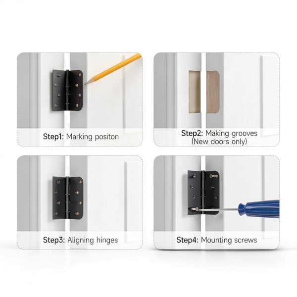 HOSOM Door Hinges Iron Removable Pin Matte Black-5