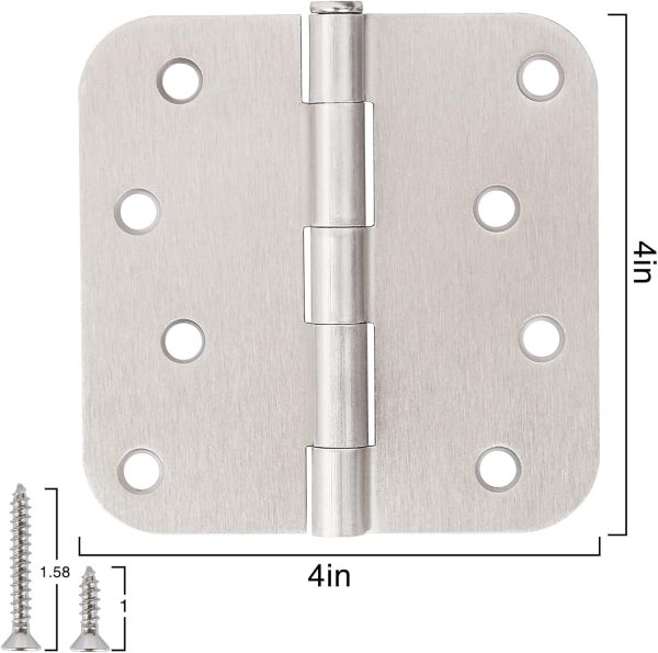 TDCHINGES 4 Inch Door Hinges Steel Satin Nickel 3 Pack-2
