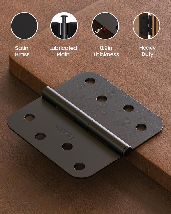 AmzGod Matte Black Door Hinges Iron 4x4 Inch Smooth-4