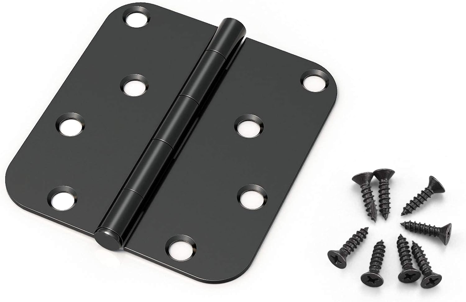 'KNOBWELL black metal door hinges mounted on a shed door'