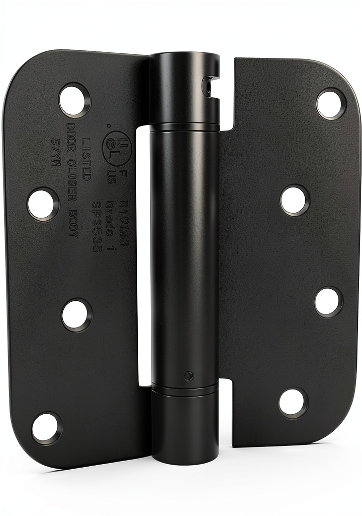 Goldenwarm iron spring hinges installed on a wooden door