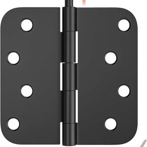 HOSOM Door Hinges Matte Black Steel Removable Pin-0