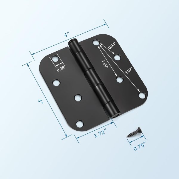 KNOBWELL Black Metal Door Hinges Easy Installation Durable-2