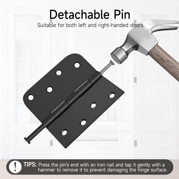 HOSOM Door Hinges Iron Matte Black Heavy Duty 60lbs-4