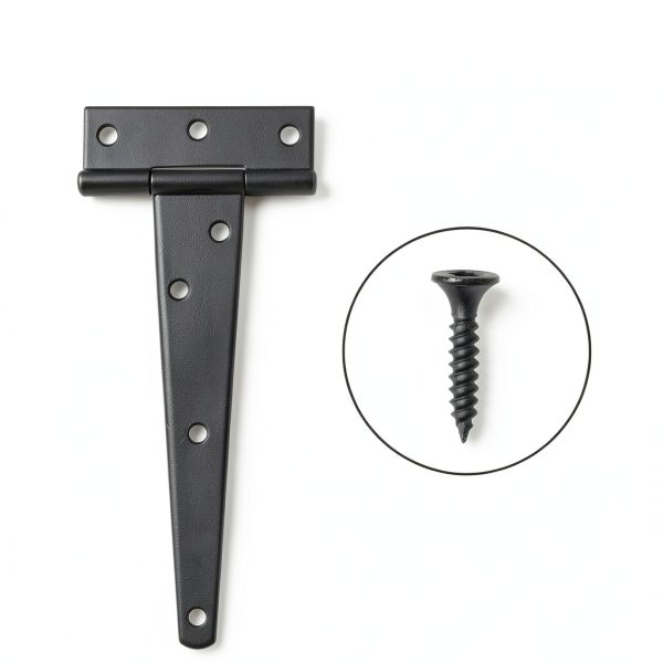 Murtenze T Strap Hinge Black Galvanized Iron Door Hardware-1