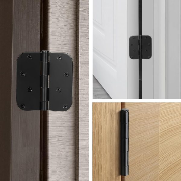 KNOBWELL Black Metal Door Hinges Easy Installation Durable-4