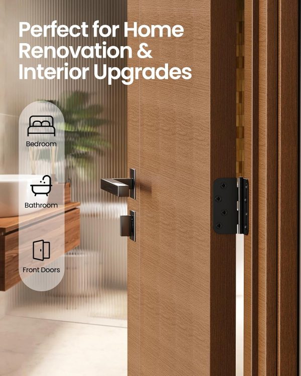 AmzGod Matte Black Door Hinges Iron 4x4 Inch Smooth-2