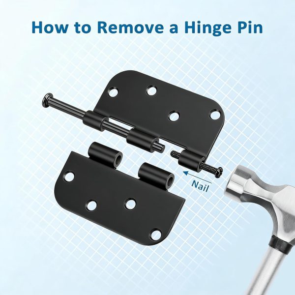 KNOBWELL Black Metal Door Hinges Easy Installation Durable-3