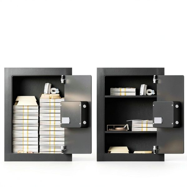 Electronic Wall Safe Giantex GT50957BK-HW Black Alloy Steel Cabinet-2
