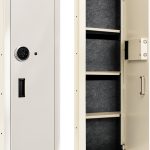 Langger Biometric Hidden Fingerprint Security Safe, In Wall Safe Between Studs (White - Tall)-0