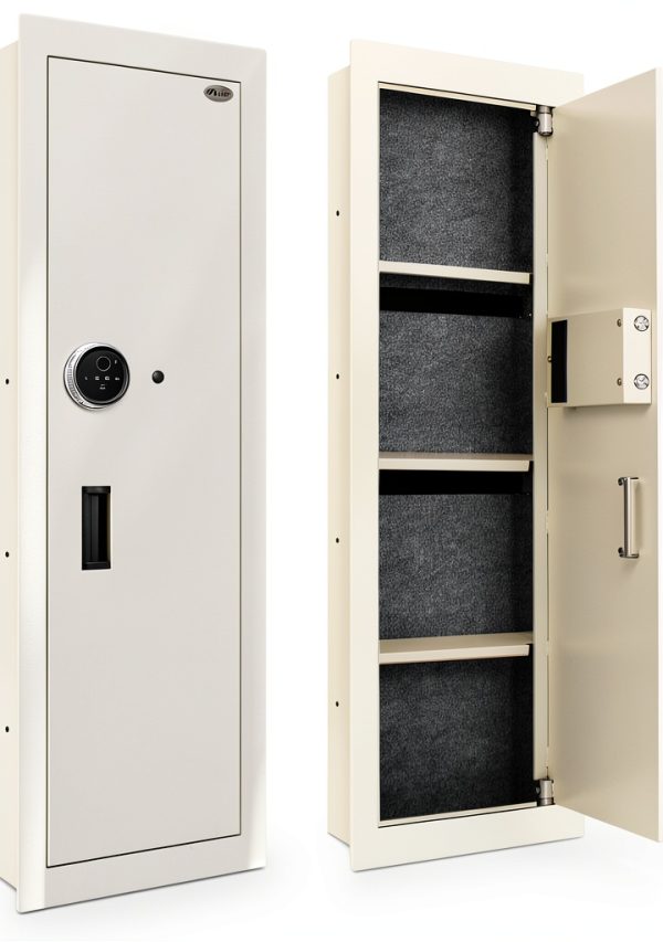 Langger Biometric Hidden Fingerprint Security Safe, In Wall Safe Between Studs (White - Tall)-0