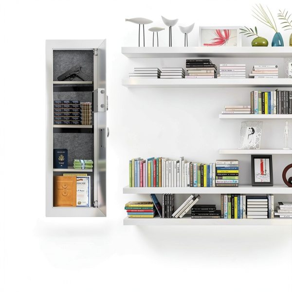 Langger Biometric Hidden Fingerprint Security Safe, In Wall Safe Between Studs (White - Tall)-4
