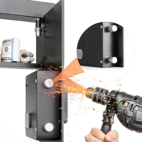 Electronic Wall Safe Giantex GT50957BK-HW Black Alloy Steel Cabinet-6