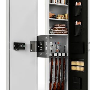 Wall Gun Safe Greenvelly Biometric 4‑Gun Black Medium-0