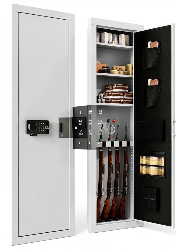 Wall Gun Safe Greenvelly Biometric 4‑Gun Black Medium-0