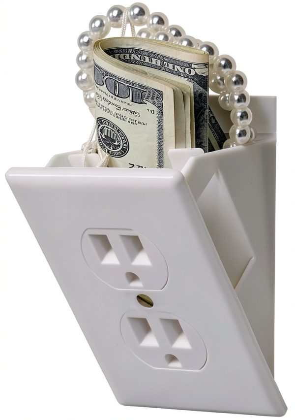 Hidden Wall Outlet Safe by SmartWorks OS-12/2229 White Large Capacity-3