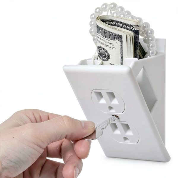 Hidden Wall Outlet Safe by SmartWorks OS-12/2229 White Large Capacity-1