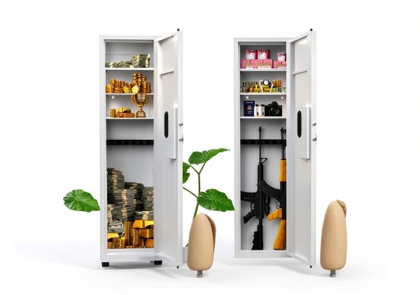 CuisinSmart 53" Wall Gun Safe, Wall Safe Between Stud, Hidden Gun Safe for Rifles with Adjustable Shelves,Assembled Rifle Gun Safes for Storage Firearm Money Valuables (White, Fingerprint)-6