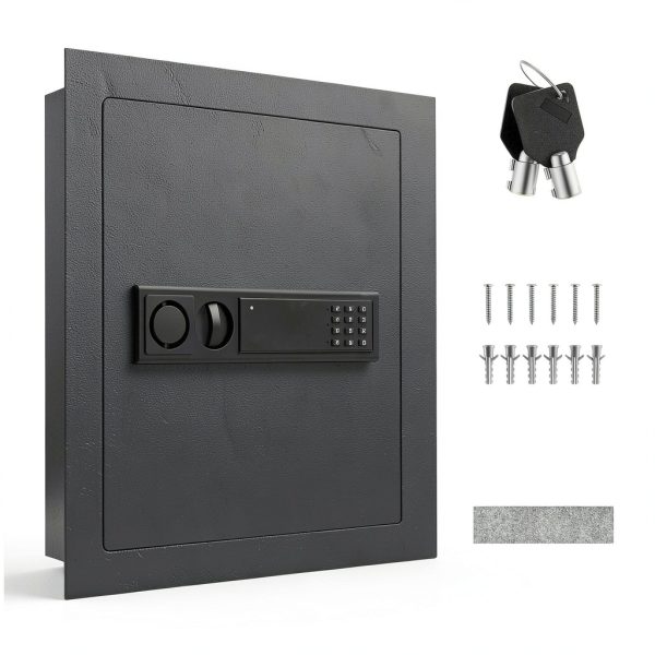 Electronic Wall Safe Giantex GT50957BK-HW Black Alloy Steel Cabinet-7