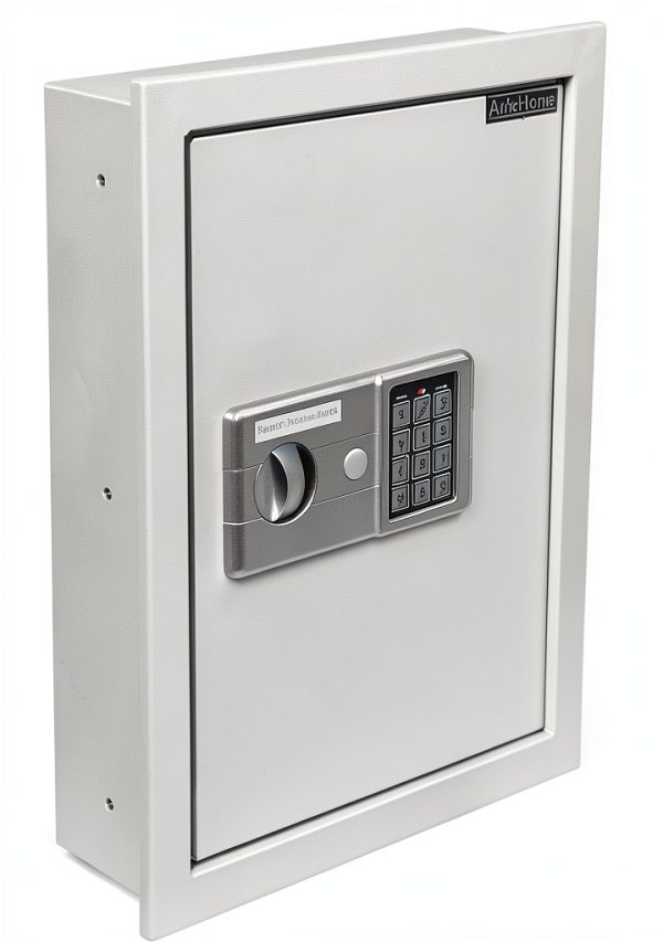 Digital Electronic Wall Safe Able Off White Heavy Duty Steel Recessed-0
