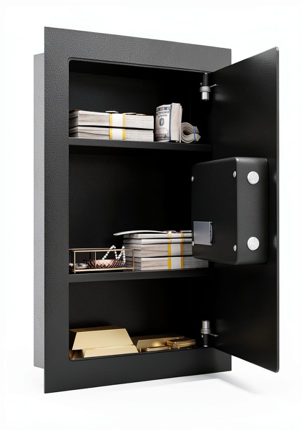 Electronic Wall Safe Giantex GT50957BK-HW Black Alloy Steel Cabinet-8